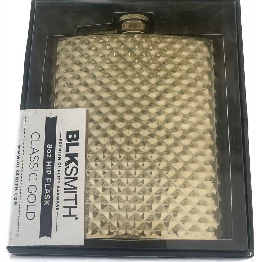 BLKSMITH Premium 8oz Hip Flask GOLD Oil Slick Chrome Spike Finish Screw …